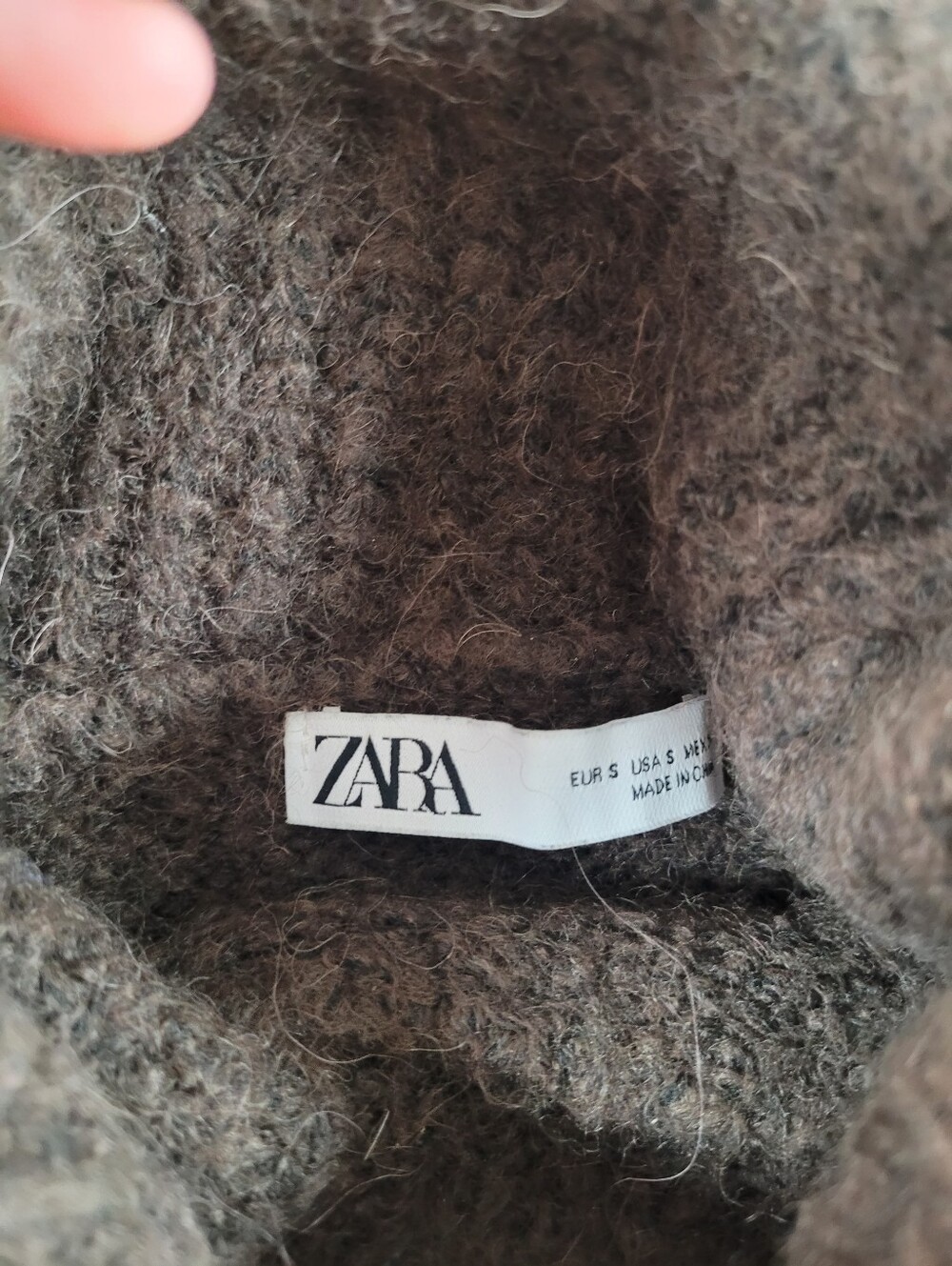 Zara Alpaca Blend Cropped Brown Turtleneck Sweater - Picture 6 of 10